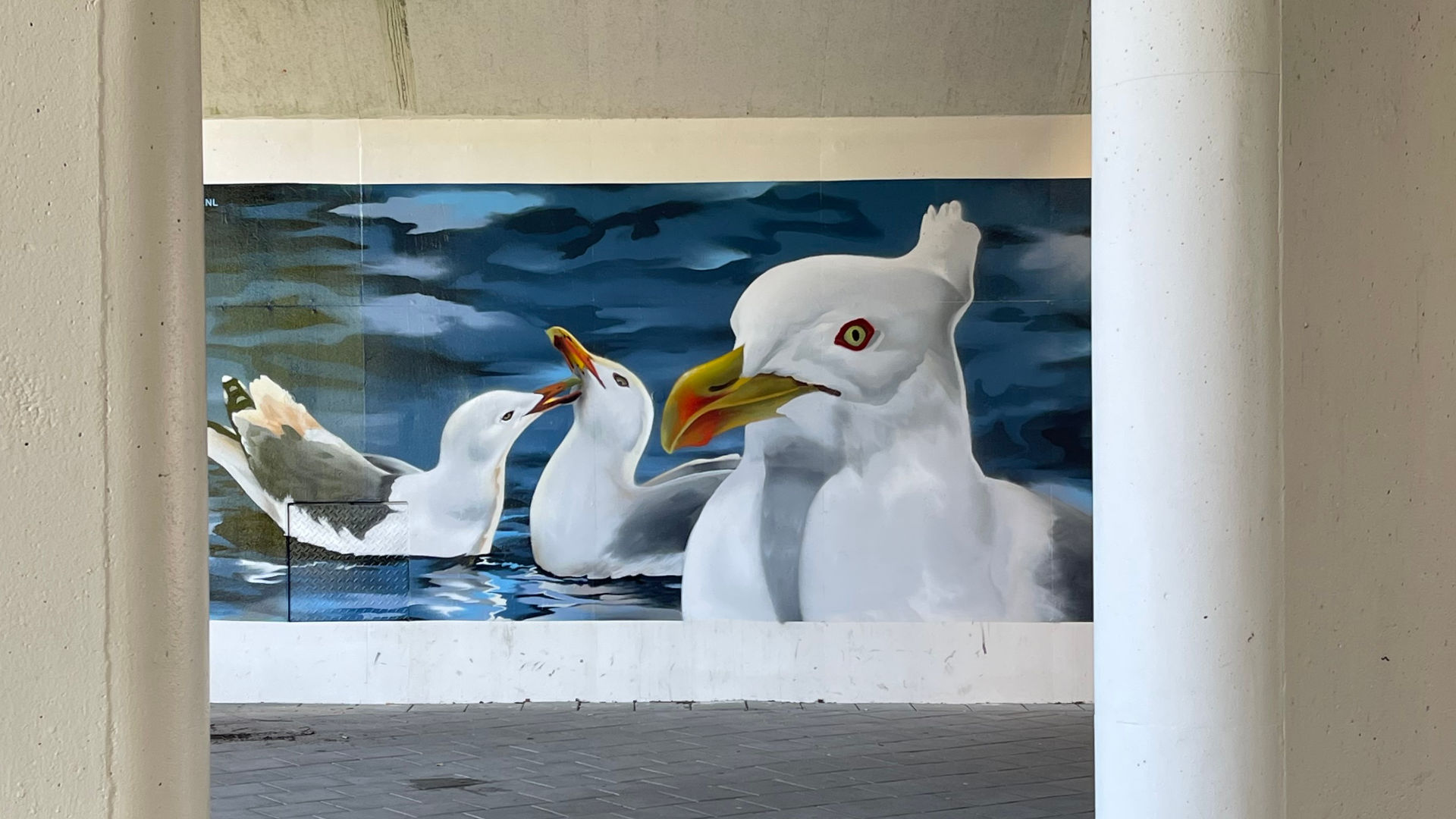 MORSVIADUCT MURAL&nbsp;LEIDEN Meeuwen Doorkijk