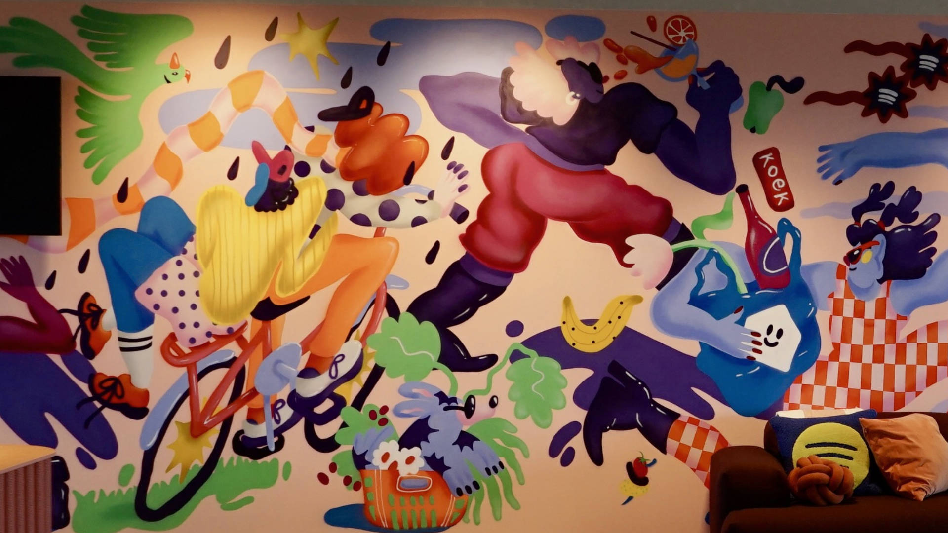 Spotify Mural kantoor Amsterdam close up middenstuk
