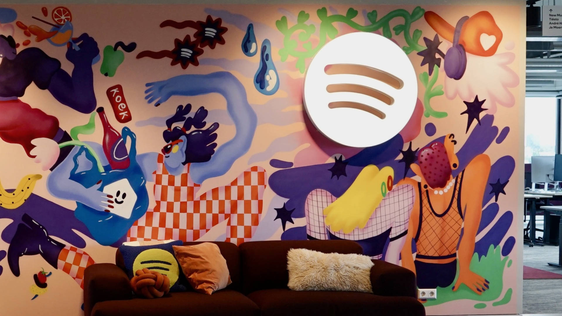 Spotify Mural kantoor Amsterdam close up rechterstuk