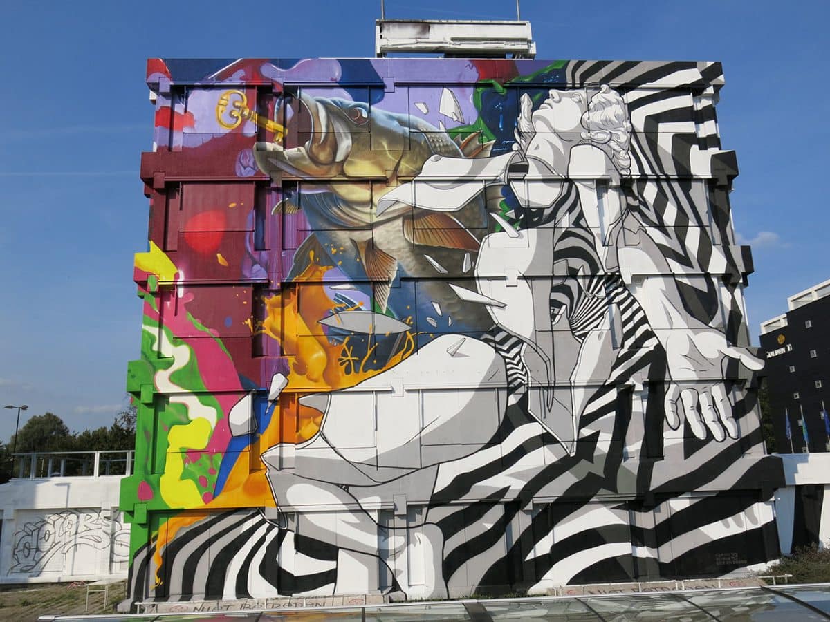 Graffiti muurschildering Karski and Beyond zoetermeer