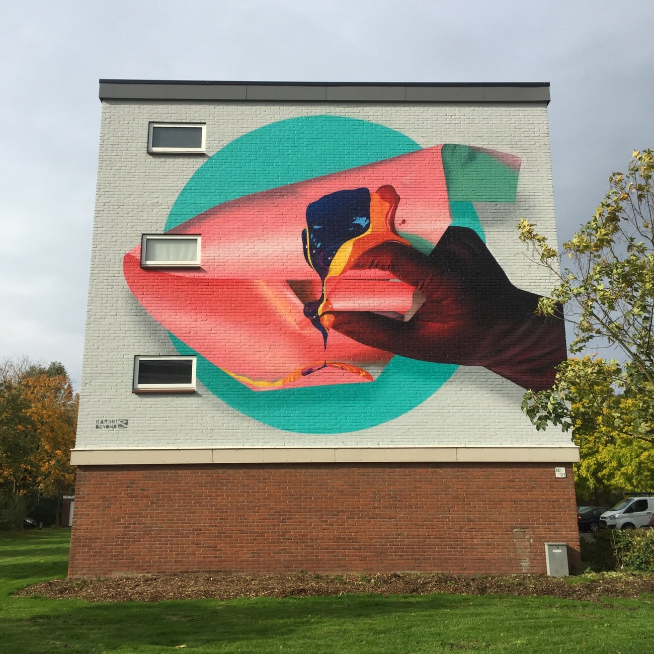 Graffiti muurschildering goes appelstraat