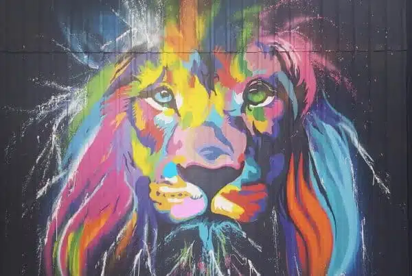 muurschildering leeuw mooiemuur